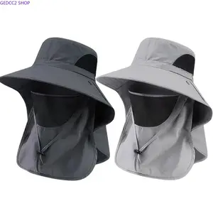 Unisex 2-Pack Wide Brim Sun Hat, UPF Protection with Neck Flap & Detachable Face Cover, Quick-Dry Breathable Mesh Hat, Adjustable Size for Hiking and Camping