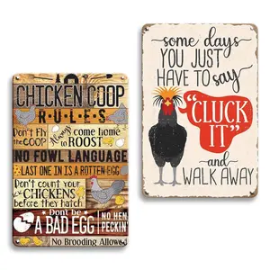 Chicken Coop Quotes Metal Tin Sign, Rustic Wall Art for Farm Rural Chicken Feeding Area Countryside Decor, Home Decor Products, Decorative Plaques, Vintage Metal Sign Rustic Farmhouse Design