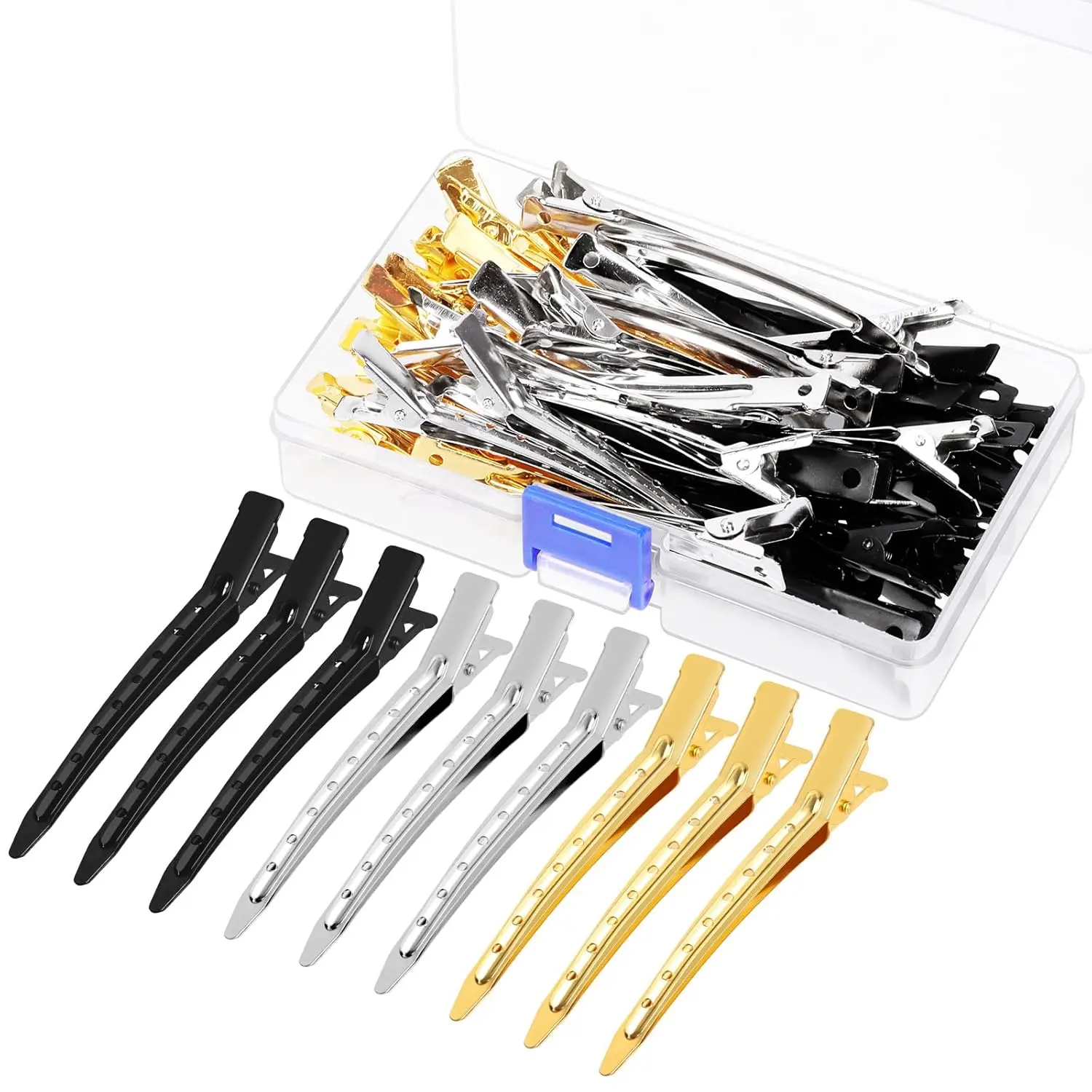 45 count   Black 3.5 Inch Duck Billed Clips Kit, Metal  Curl Hair Clips, Duckbill Long Hair Clips Ideal for Women Styling Sectioning, Hair Coloring and Salon