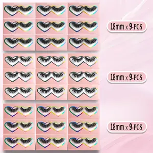 27 Pair PACK BTLLSSH False Eyelashes 15-18mm 3 Styles Mix Cross Natural Look Luxury Volume Faux Mink Lashes Reusable Strip Lashes, Mulitpack Makeup Cosmetic