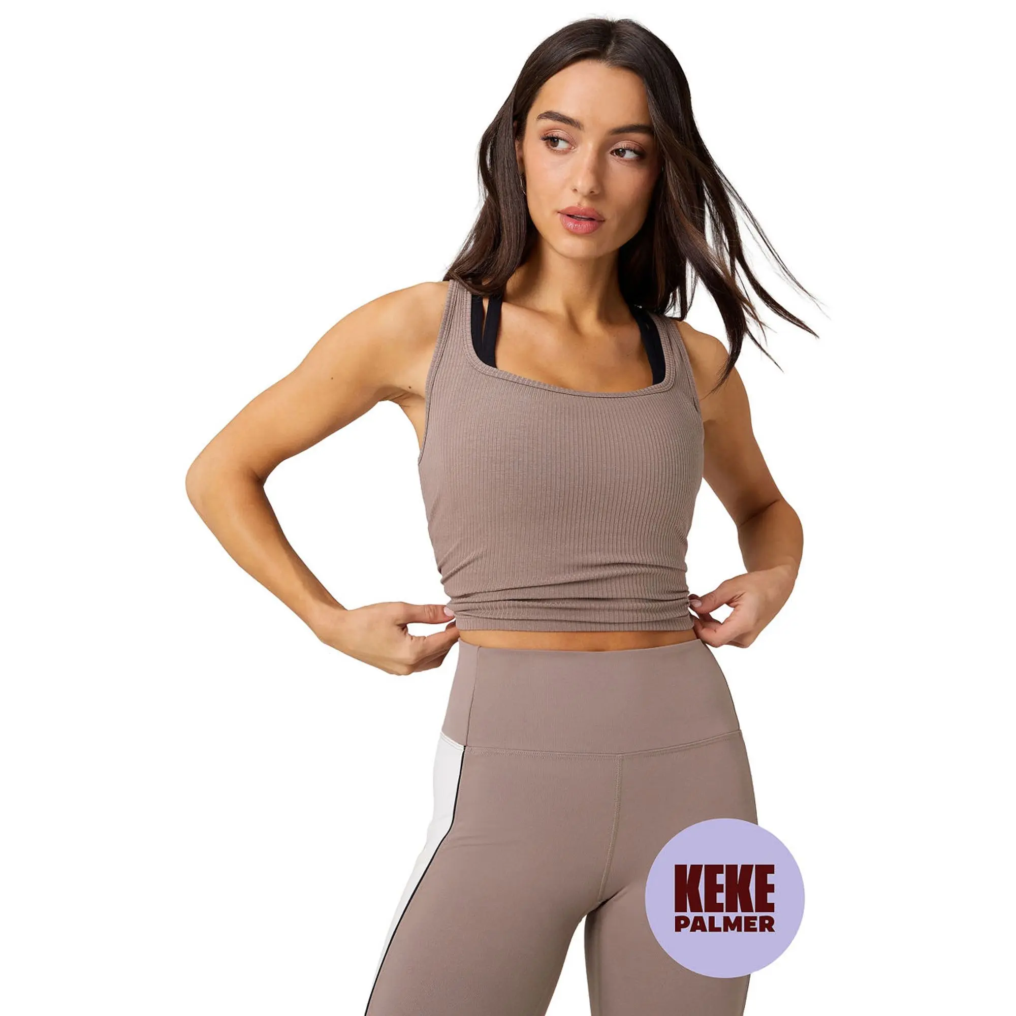 Fabletics Women's Basic Breathable Modal Rib Knit Cropped Tank Top, Versatile for Daily Wear (Pairs with Tops & Bottoms)