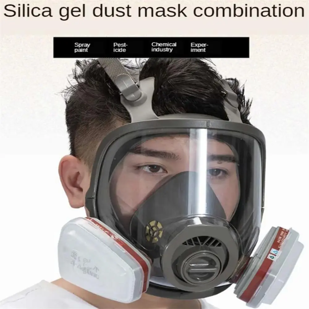 Full Face Gas Mask - Anti-fog, Dust-proof, Protective Mask Respirator Nuclear with  6001CN Filters Protection for Painting, Mechanical Polishing, Welding and Other Work Protection Dustproof Gasproof Mask