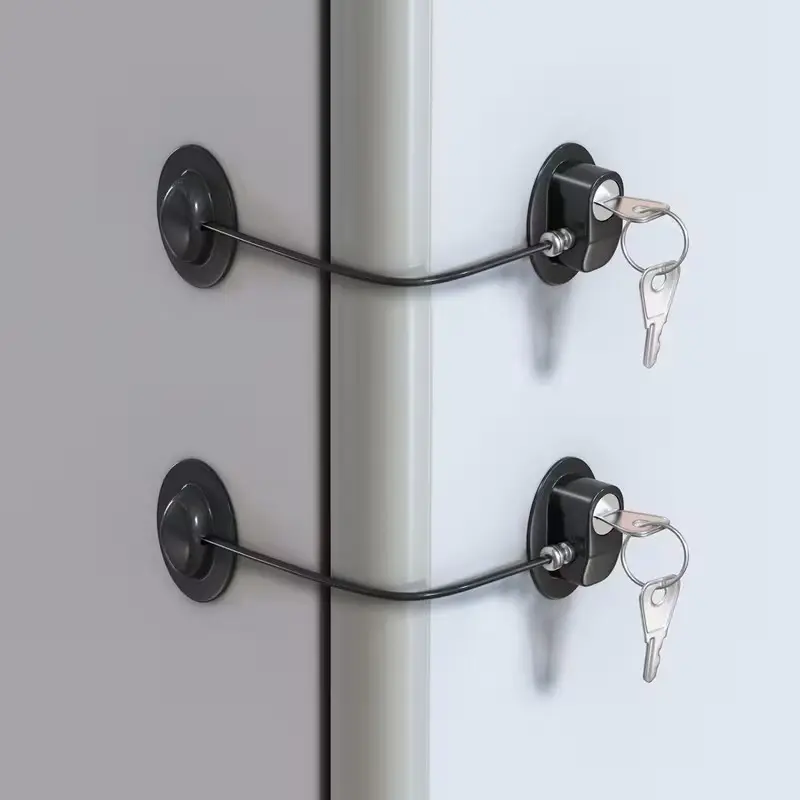Secure Window & Refrigerator Freezer Lock Set, Includes 2 Keys for Cabinet, Fridge, Drawer Security, Ideal for Home Storage Solutions, Multiple
