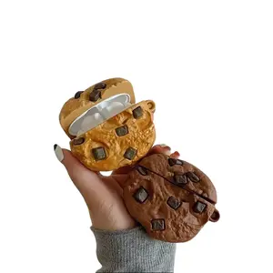 Smile 3D Chocolate Cookie Silicone Earbud Case Set - Protector with Carabiner, Tool Kit, Fits Multiple Wireless Earbud Models