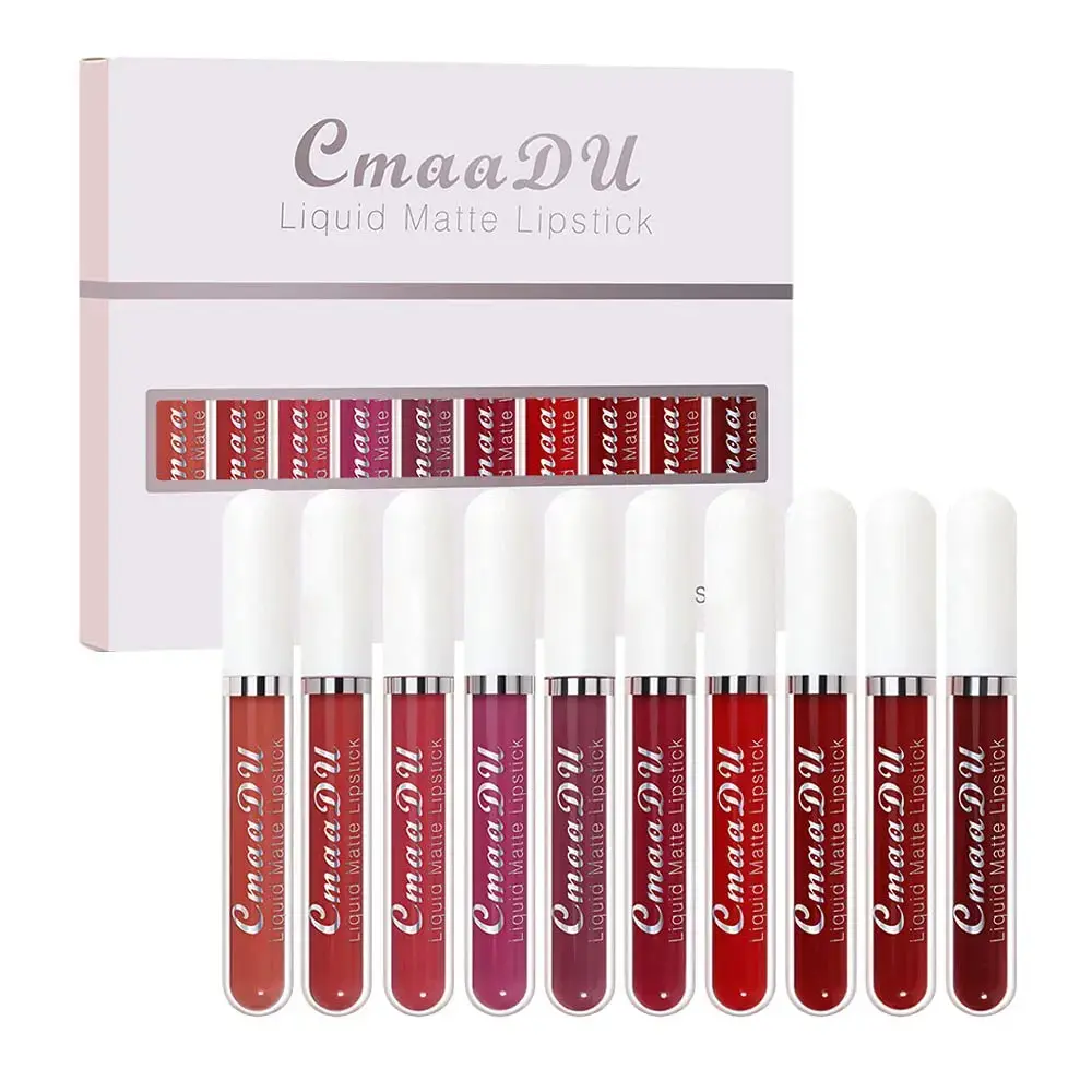 Women's 10-Color Matte Liquid Lipstick Multi-Pack Gift Set, Waterproof, Sweatproof, Non-Fading, Velvet Smooth Finish, for Daily & Party Makeup, Flawless Lip Color Kit
