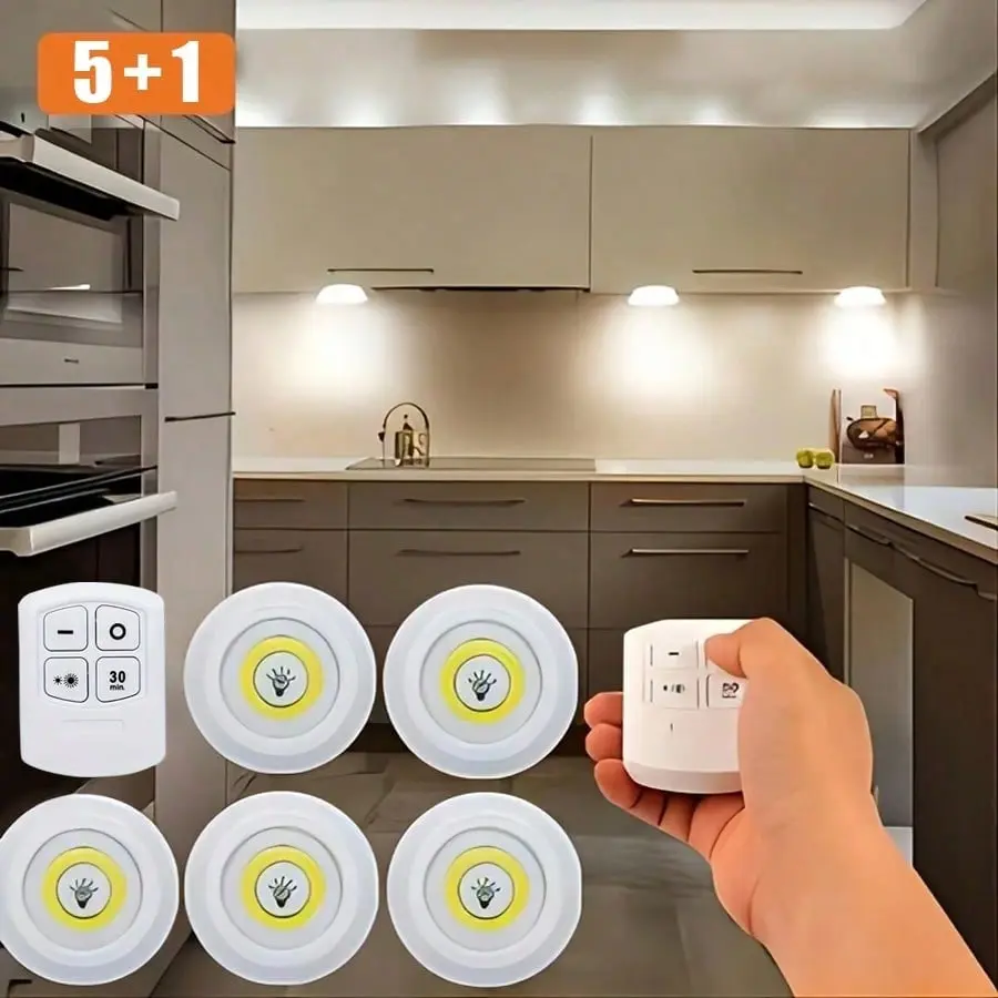 5pcs LED Punk Light Set - Cordless, Remote Controlled, Magnetic Stick-On Night Lights For Hallway, Bathroom, Bedroom, Kitchen, Cabinet, And Stairs Home Decor With Easy Installation, Wireless Wall Lights, Cordless Desk Lamps