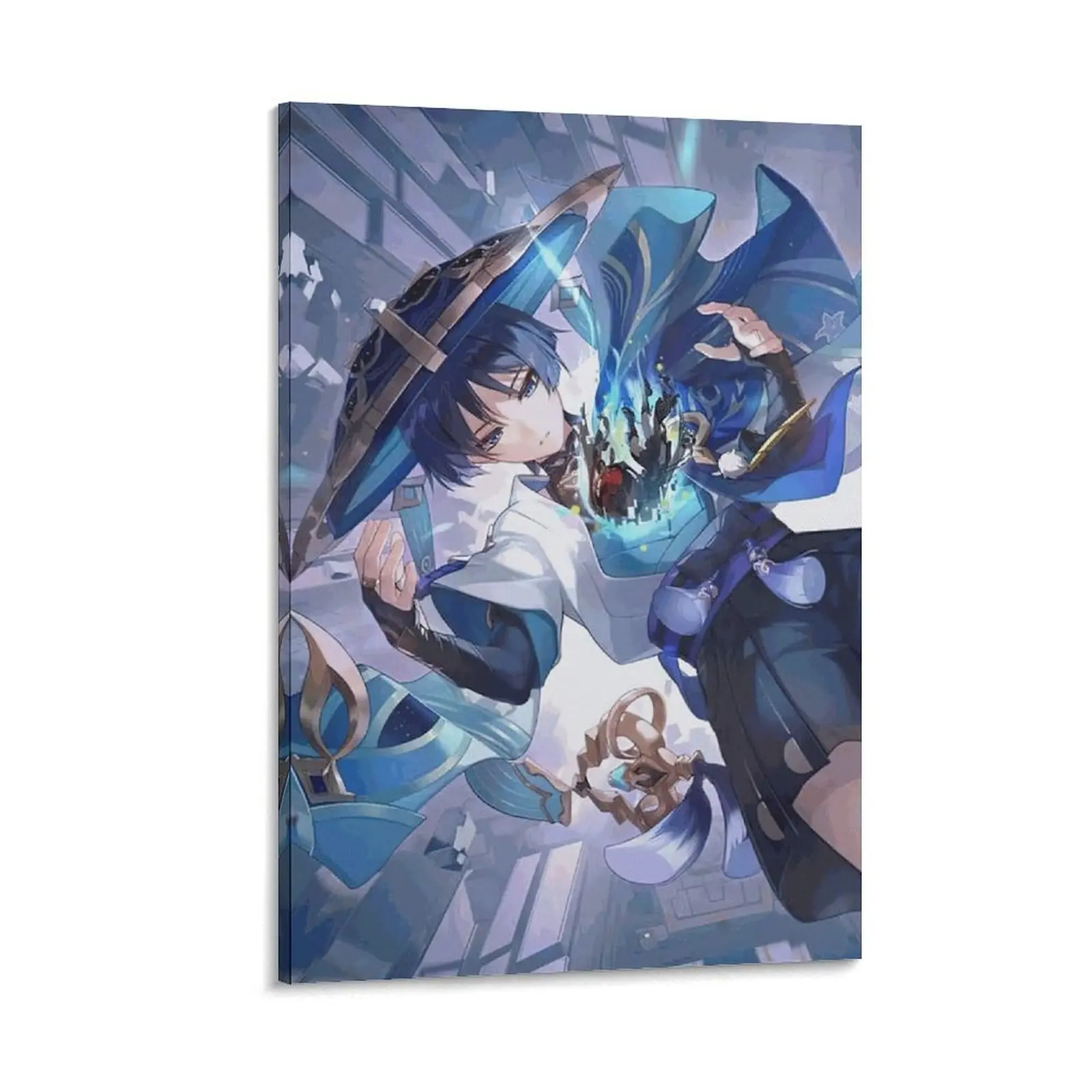 Genshin Impact Wanderer Cartoon Canvas Print Poster, Home Decor Painting for Living Room-Bedroom, Ideal Gift for Fans, Decoration