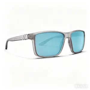 Unisex Mesa Crossing Alaska Sunglasses - Polarized Blue Mirrored Lenses, Matte Crystal Grey-to-Clear Fade Frame, 100% UV Protection, Medium-Large Fit,summervibes