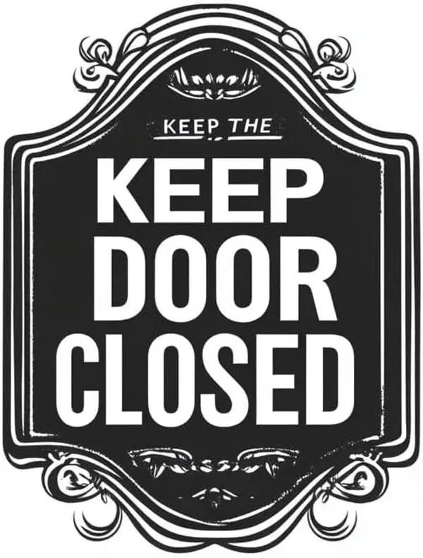 Keep Door Closed Sign Sticker – Do Not Enter Door Decal for Office, Home, Business, Classroom, Workshop – Adhesive Indoor Door Label, Black and White Wall Warning Sign, Privacy Notice Sticker for Rooms, Employees, Restrooms, Quiet Area, Restricted Access