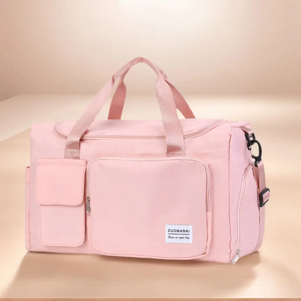 Unisex Minimalist Duffel Bag with Multi-Pockets, Adjustable Large Capacity Zip Travel Bag, Multifunctional Carry-On Gym Bag, Perfect for Spring Travel and Daily Workouts