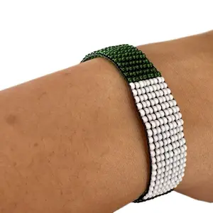 Nigeria Flag Bracelet - Green and White Beaded Design for Nigerian Pride