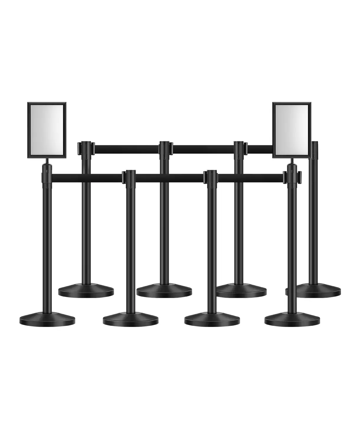 【DealsForYouDays】VEVOR Stanchion Post,8 Pcs Stanchions with Retractable BeltsCarbon Steel Black Stanchions Queue with Sand Injection Hollow BaseCrowd Control Barriers for TheatersPartiesWeddingsExhibitions