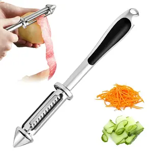 Vegetable Peeler for Kitchen,Stainless Steel 2 in 1 Julienne Vegetable Peeler,Ultra Sharp Potato Peelers for Kitchen, Veggie Fruit Peeler, Carrot Peeler, Rotary Serrated Blade, Thickened Non-Slip Ergonomic Handle