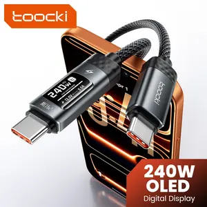 Toocki 240W  Super Fast Charging USB C To USB C Cable Smart OLED Digital Display Type C Cable PD 3.1 SFC 2.0 Fast Charge For iPhone 17 16 15 Pro MAX Macbook Airpods Samsung S24 Xiaomi