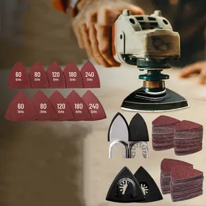 104 Pcs Oscillating Tool Detail Sanding Pads Set Including 2 Triangle Sanding Pads and 2 Finger Sanding Pad 100 Multitool Sandpaper Grit Fit for Finishing Wood Sanding Plaster,Tools & Hardware