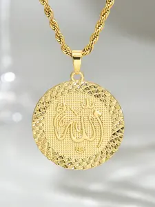 1pc Prophet Muhammad Allah Pendant Necklace, Islamic Muslim Quran Pendant Allah Necklace, Gold Jewelry For Women Men Middle East Muslim Islamic Arabic Ahmed Religious Jewelry, Charm Necklace
