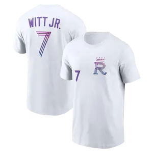 Men's Baseball Kansas City Team Bobby Witt Jr. 2026 City Connect Name & Number T-Shirt - White