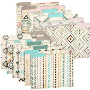 12 Pack Boho-Themed Decorative File Folders Cute Office Supplies for Women Letter Size 1/3 Cut Tab (9.5 x 11.5 in)