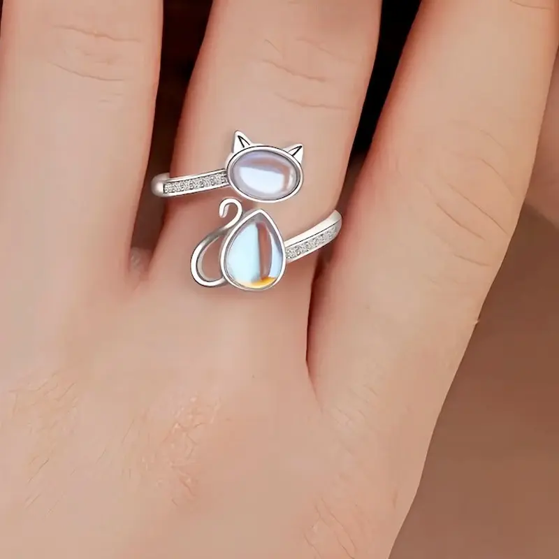 Adjustable Opening Niche Design Cat Hand Decor Ring - Valentine's Day Creative Fashion Costume Jewelry Gift