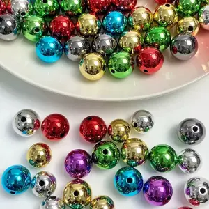 Acrylic Loose Bead Mix Metallic Gold and Silver 14mm & 16mm Christmas Colors DIY Bracelet Necklace Jewelry Making Supplies Round Shape Vibrant Colors
