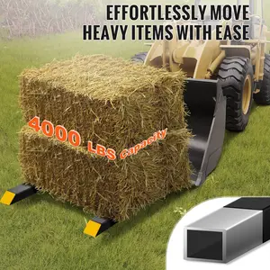 VEVOR Pallet Forks, 4000 lbs Clamp on Pallet Forks, 60" Total Length Heavy Duty Pallet Forks with Adjustable Stabilizer Bar, Tractor Bucket Forks for Tractor Attachments, Skid Steer, Loader Bucket