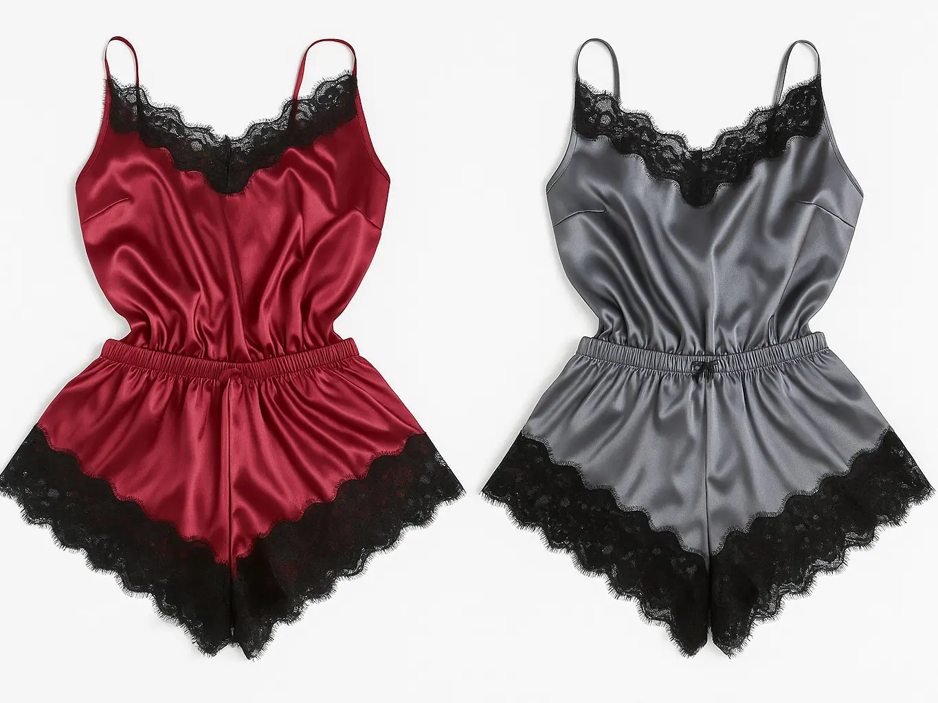 Women 2-Piece Heart Pajama Short Set silk