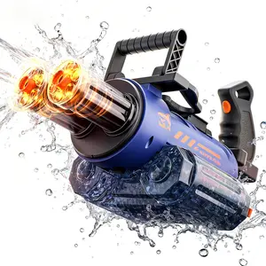 Shark Shape Electric Water Gun Water Blasters Dual Tube Rotating Continuous Fire, with Lights and Sound, Portable Design, Kids Educational Toy, Best Gift for Boys Aged 3+, Automatic Squirt Guns