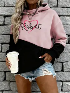 Women's Fashion Casual Sporty Hooded Sweatshirt, 1 Piece, Versatile Patchwork Design, Perfect for Daily Wear, Comfortable and Stylish