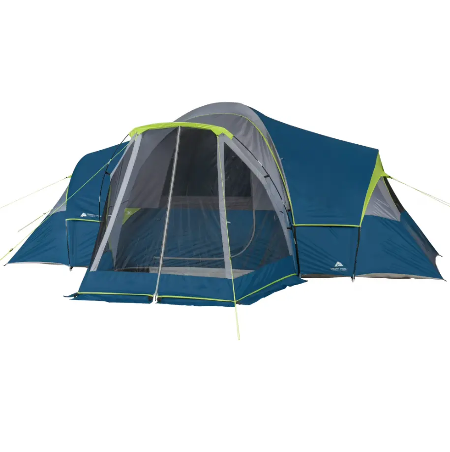 Ozark Trail 10-Person Dome Tent with Screen Porch – 3-Room Family Camping Tent with Weather Protection