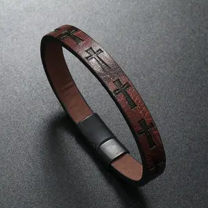 Men's Leather Braided Bracelet Natural Black/Brown Boho Style Magnetic Closure for Daily Use Gift for Him