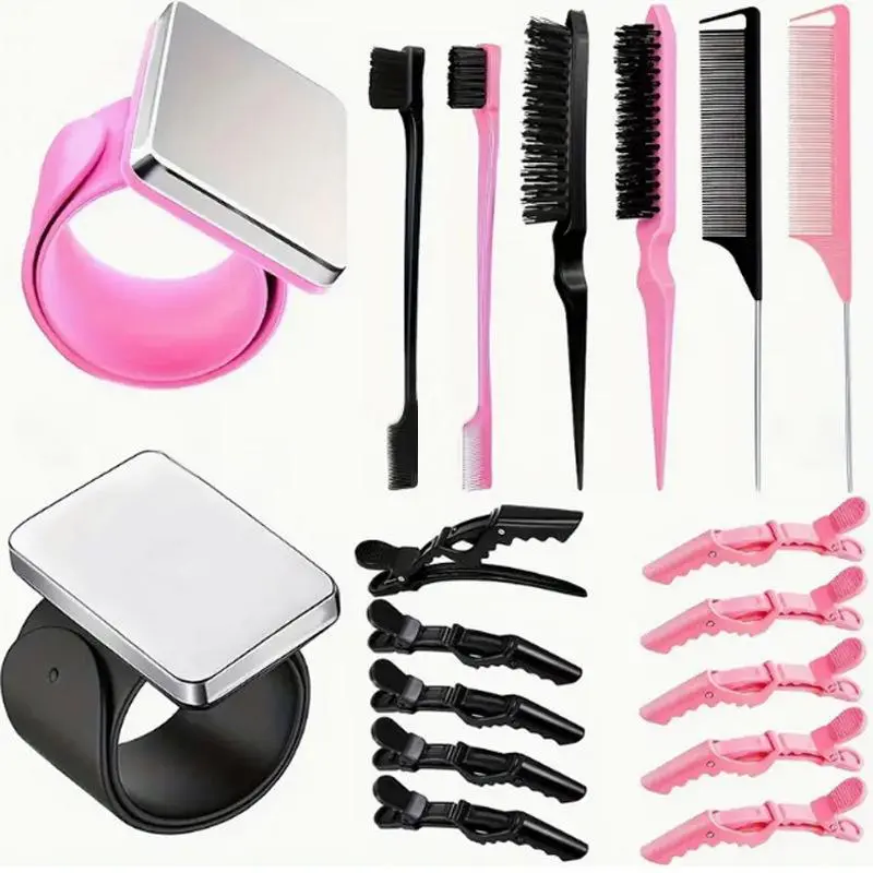 18-Piece Professional Hair Styling Tool Set, Hairdressing Kit with Magnetic Wristband, Hair Brushes, Combs and Hair Clips for Salon, Barber Shop and Home Hair Styling