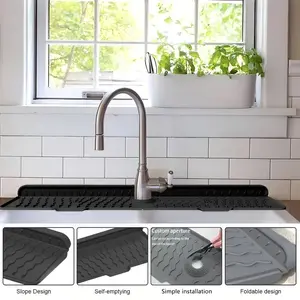 Keep Your Sink Dry! Silicone Drainer Mat for Kitchen & Bath, Splash Guard