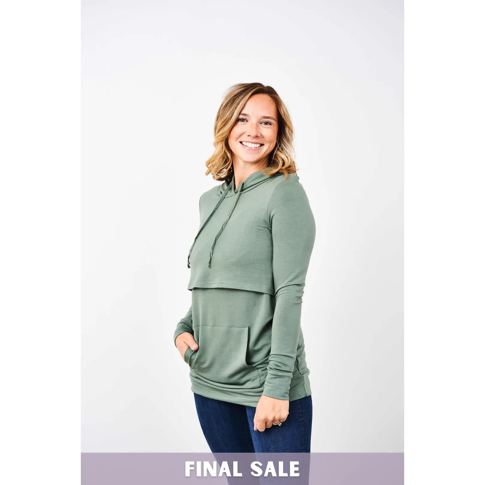 Outlet 6039 - Latched Mama Cloud Nursing Hoodie - Avocado - Extra Extra Small