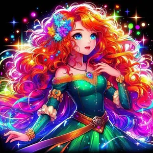 5D DIY Full Drill Round Diamond Painting - Diamond Art Kit Rainbow Princess Dress Mosaic, Canvas - DIY Wall Decor, Home Wall Art, Suitable for Halloween and Christmas, Birthday and Anniversary Gifts