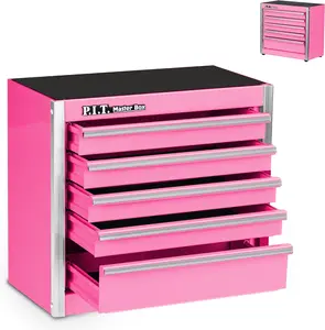 Mini Tool Box 8.6"W X 4.6"D, 5-Drawer Stackable Toolbox with Liner, Pink Cute Tool Case for Small Parts, Home DIY