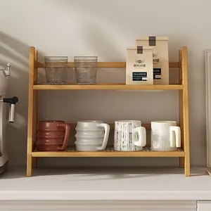 Desktop Tea Cup Storage Rack, Small Antique Display Shelf, Oriental Yixing Teapot Holder, Living Room Kitchen Furniture Decor Staircase Stand, Decorative Standing Shelf, Classic Storage Shelf