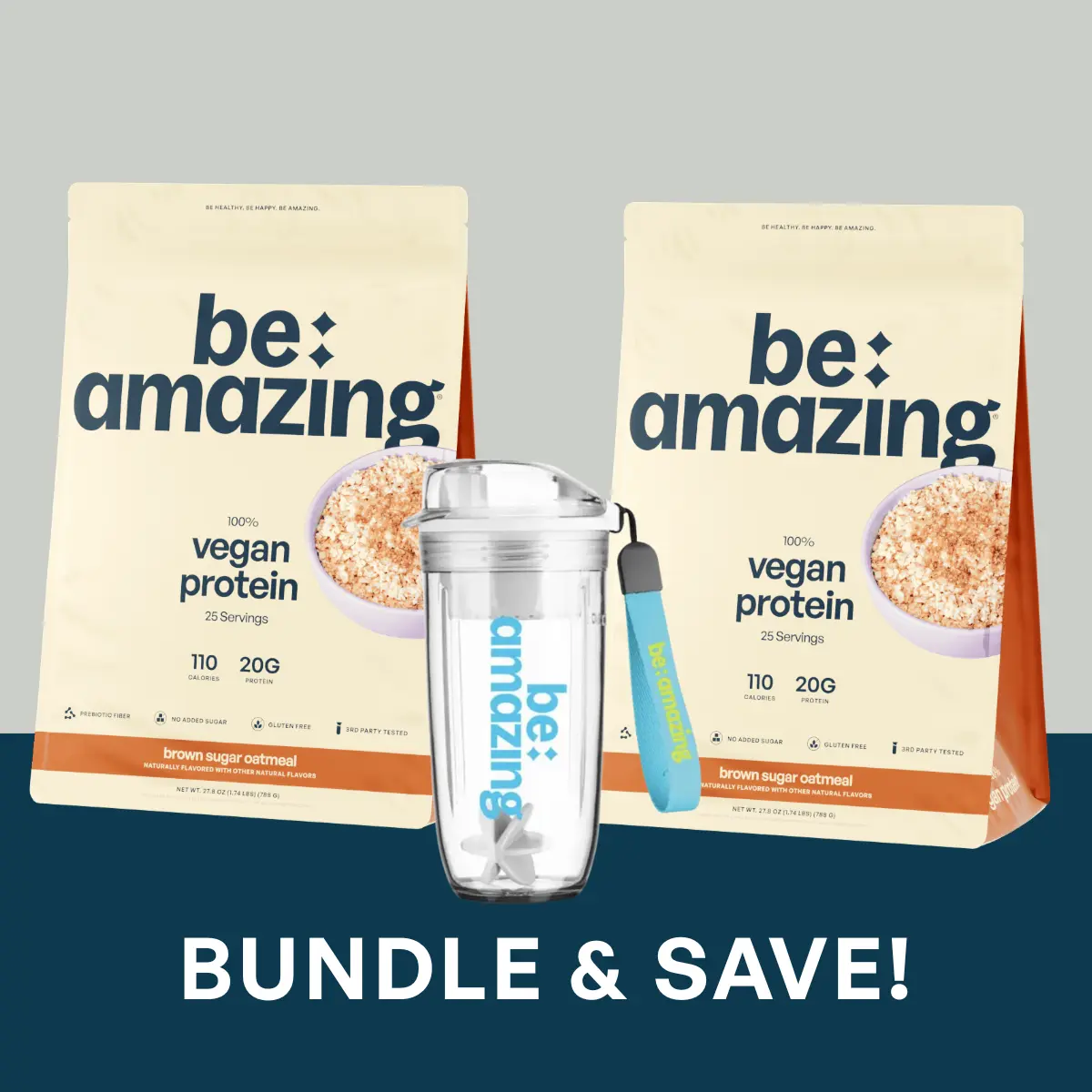 Morning Nostalgia Pack | Be Amazing Brown Sugar Oatmeal Vegan Protein + Clear Protein Shaker Bundle Flavor Morning Nostalgia Pack | Be Amazing Brown Sugar Oatmeal Vegan Protein + Clear Protein Shaker Bundle Flavor