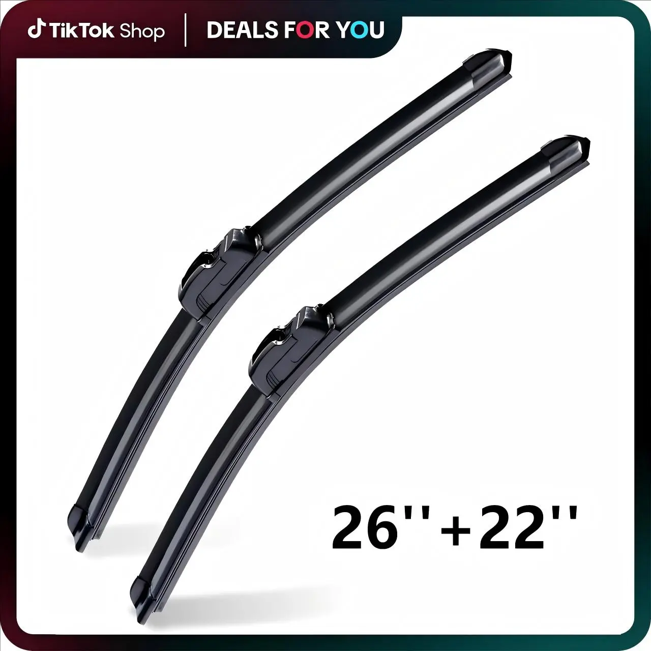 ITUTN 26''+22'' OEM Quality Car Windshield Wiper Blades, Ultra Quiet, Streak-Free Wipe, Dual-Layer Coating, Weatherproof, Easy Installation, Universal JHook Adapter, All-Season Use, Car Rental Business, Automotive Goods, Car Products