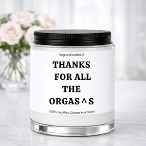 FragrantCandlesUS Organic Non-Toxic Cotton Wicked Scented Soy Glass Jar Candle, 50+ Hours Burn Time, Funny Laughter Sayings Aroma, Home Decor Gift for Wife, Boyfriend (Anniversary, Birthday)