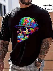 Men'S 180G 100% Casual T-Shirt, Plus Size