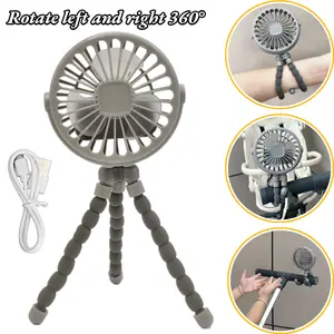 1pc Portable Flexible Stroller Fan with USB Rechargeable Battery - 360° Rotatable, Quiet Personal Fan for Baby, Camping, Treadmill, Desk, Outdoor & Home Use