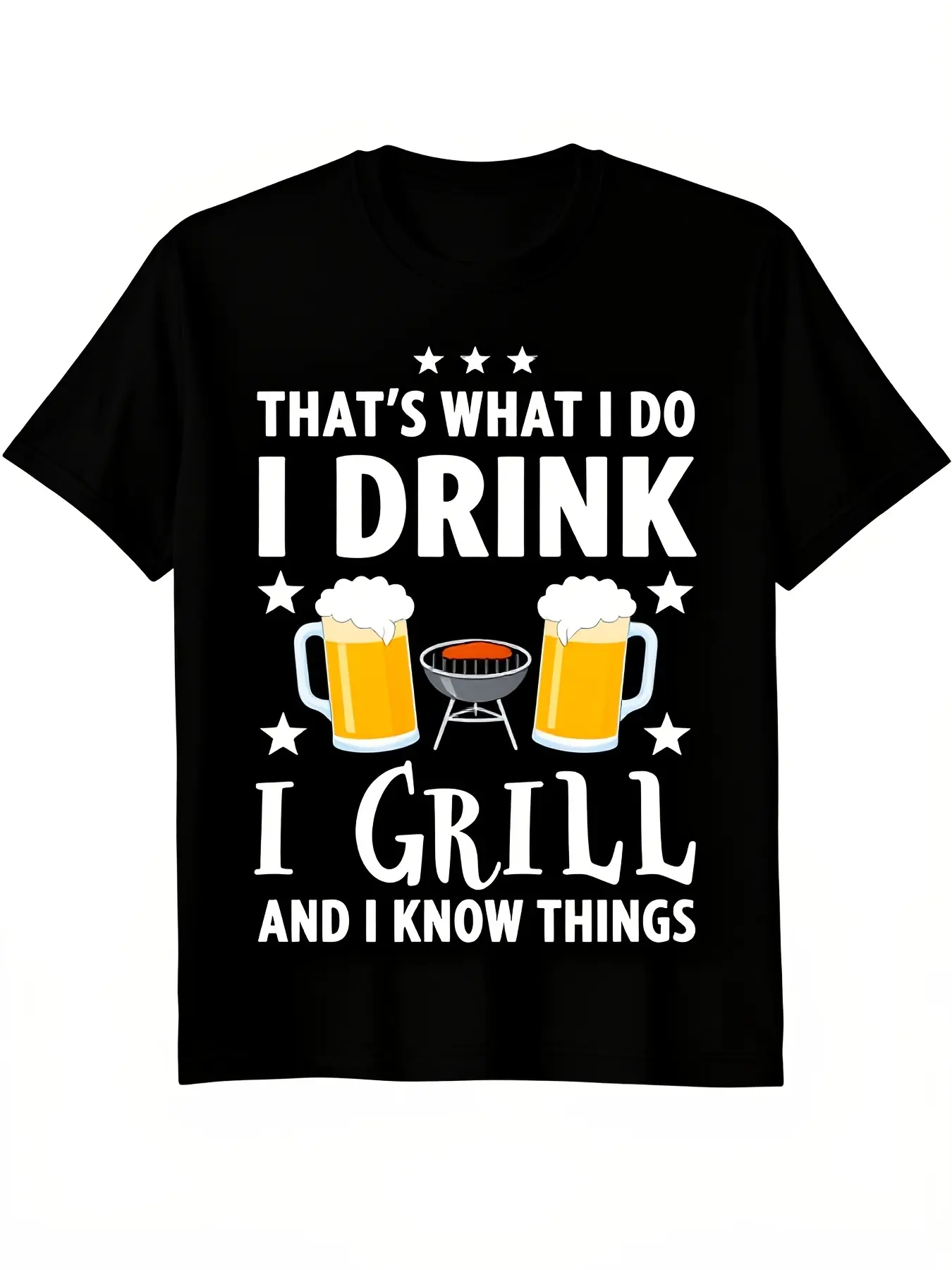 Men'S Funny BBQ Grill Master T-Shirt Heavyweight R unisex soft cotton short sleeve t shirt, vintage graphic casual tee for men women teens, perfect birthday holiday gift for camping travel gym daily street  wear