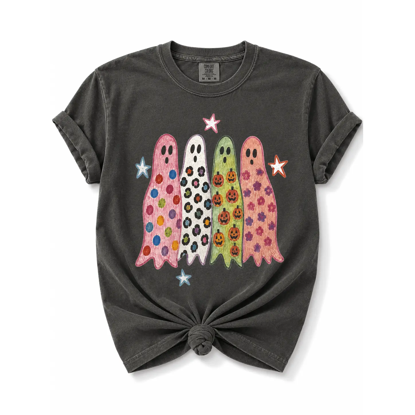 Plus/Reg Short Sleeve Whimsical Ghosts Halloween Graphic Tee