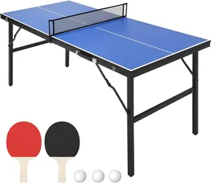 Foldable Table Tennis Table, Portable Table Tennis Table with 2 Table Tennis Paddles and 3 Balls, Indoor and Outdoor Ping Pong Table Set