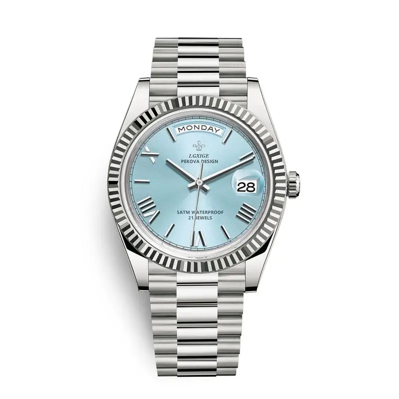 StarMotion High-End Sky Blue Watch 40mm Calendar Retro Quartz Wristwatch Top Brand Luxury Men's Waterproof Watch Gift for Boyfriend Holiday Gift (Gift)