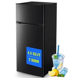 Double Door Small Refrigerator,4.5 Cubic Feet Mini Fridge with 7-Level Adjustable Thermostat for Office, Dorm, Bedroom, Home and Apartment