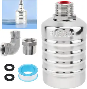 304 Stainless Steel Float Valve, 1/2" to 3/4" Automatic Water Fill Shut-Off Valve, Auto Water Level Control for Tank, Pool, Water Tower & Livestock Troughs