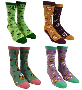 Youth Funny Food Socks Delicious Eating Treat Novelty Snack Footwear for Kids Funny Graphic Socks Comfortable Fitted Spandex Cotton