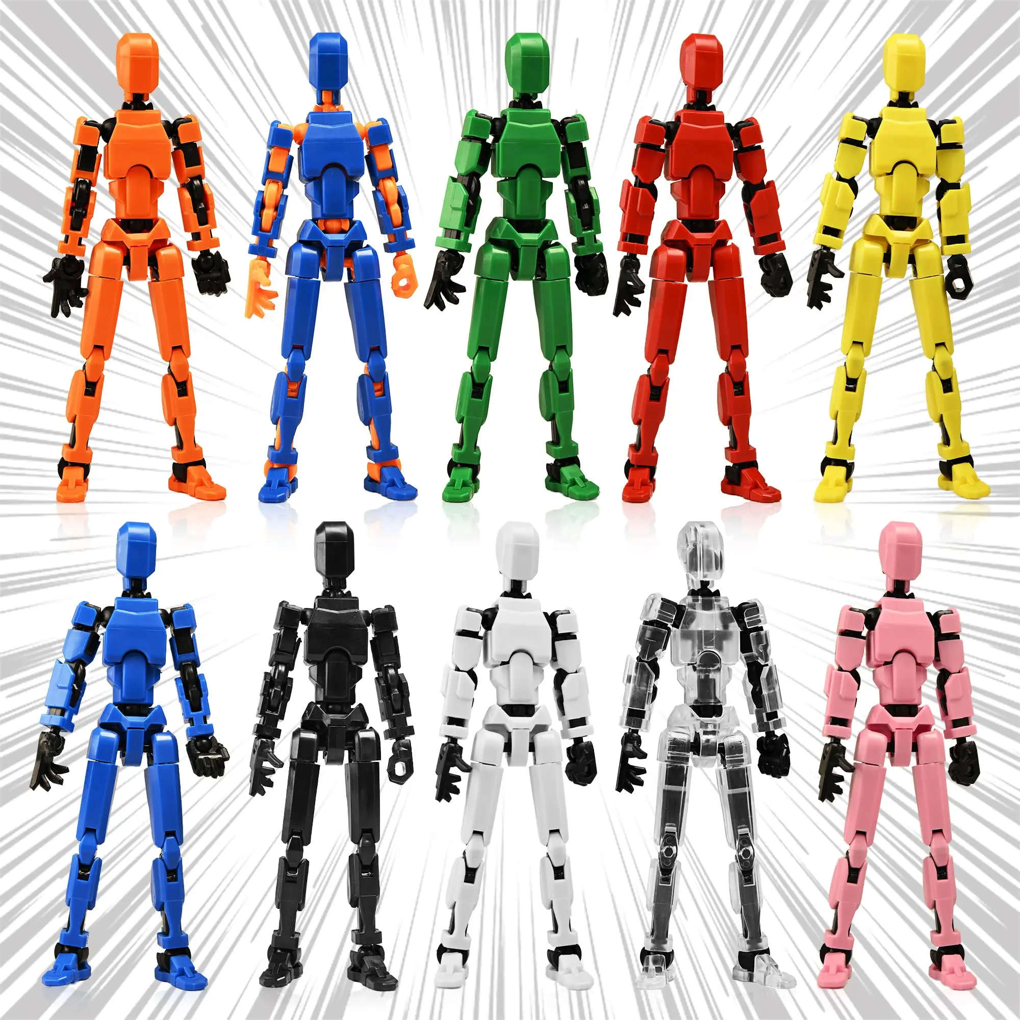 4PCS Robot Fidget Toys for Kids,Titan 13 Action Figures Set, Lucky Dummy T Nova N 13 Action Stick Figure Sensory Toys for Boys