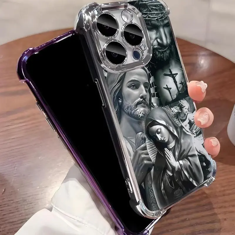 Multi-color Christ Jesus Pattern Mobile Protective Phone Case for Samsung Galaxy S26 S25 S24 S23 S22 Ultra Series IPhone 17 16 15 14 13 12 11 Pro Max Plus Luxury Protection Shockproof Cellphone Cover.